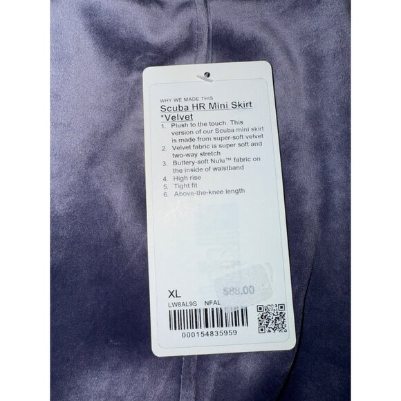 Lululemon Scuba High-Rise Mini Skirt Velvet XL Purple W8AL9S in NFAL Nightfall - Picture 6 of 12
